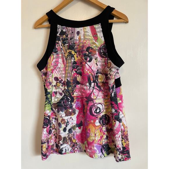 Libra babydoll tank top colorful stretchy sleeveless distressed art y2k Size L - Picture 2 of 6